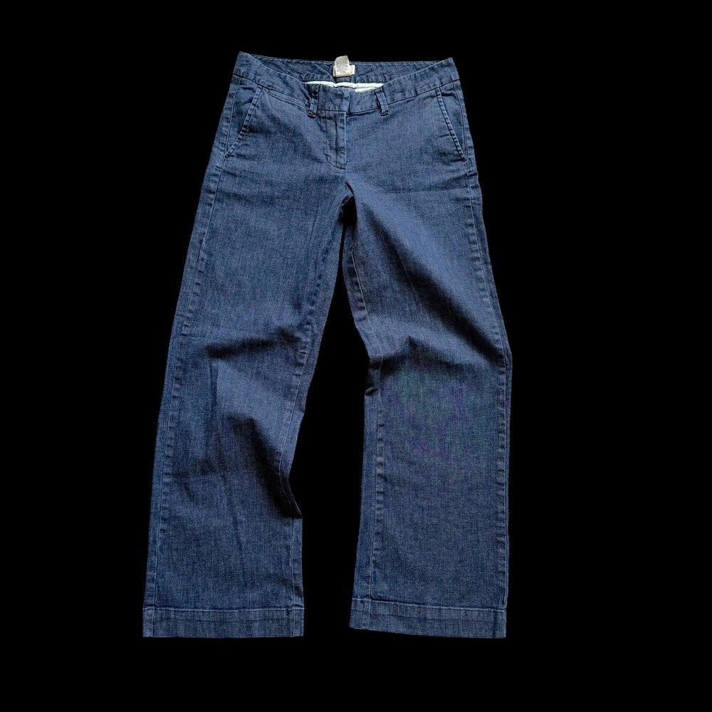 LL Bean Favorite Fit Trousers 10 Reg Dark Wash Blue Cotton Stretch Pants